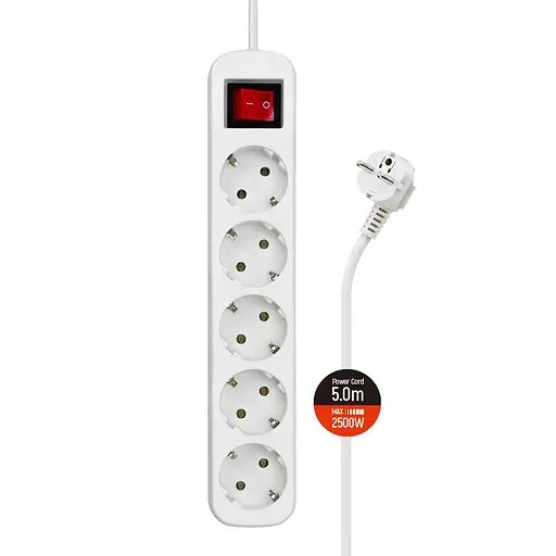Мережевий фільтр ColorWay 5 розеток 5 м White (CW-PSEA55W)