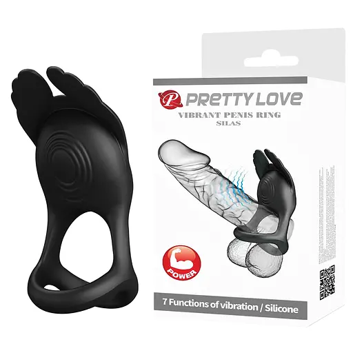 Виброкольцо Pretty Love Silas Vibrant Penis Ring 9.5 см черный - фото 2