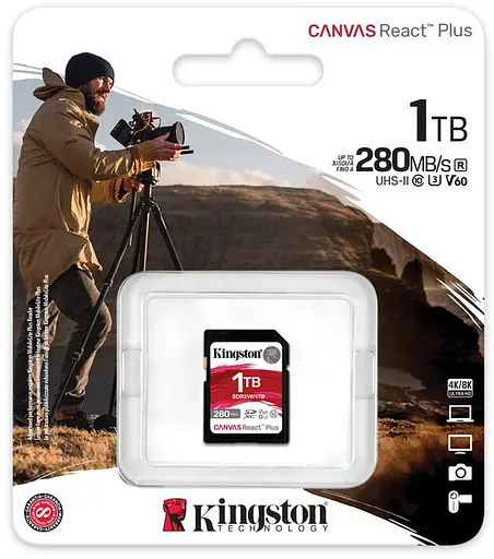 Карта памяти Kingston SDXC UHS-II U3 ​​Canvas React Plus 1Tb V60 - фото 2