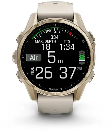 Смарт-годинник Garmin Fenix 8 43mm AMOLED Sapphire Soft Gold w. Fog Gray/Dark Sandstone S. Band (010-02903-10/11/18) - фото 5
