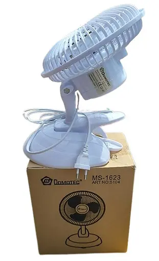 Портативный мини вентилятор Domotec MS-1623 настольный с прищепкой работа от сети - фото 3