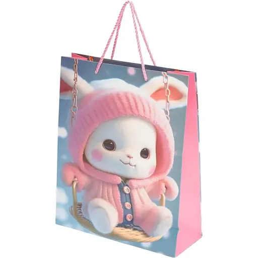 Пакет подарунковий Зайчик на гойдалці YX05092 M Різнокольоровий - фото 1