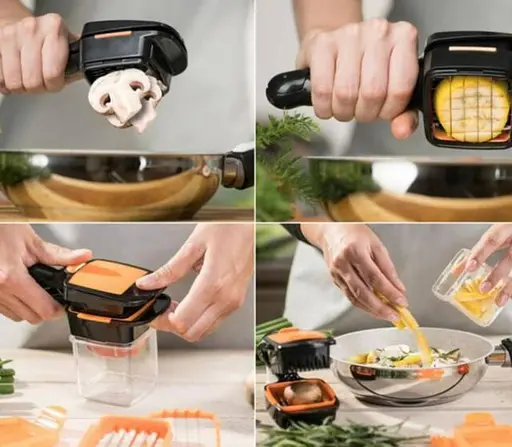 Удобная овощерезка Nicer Dicer Quick 5 в 1 универсальная кухонная терка с острыми лезвиями и контейнером - фото 7