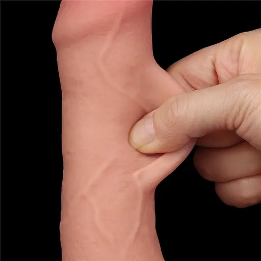 Фалоімітатор LoveToy Sliding-Skin Dual Layer Dong 7" 18.3 см тілесний - фото 11