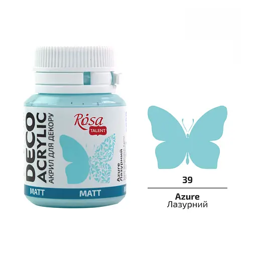 Акрил для декору Лазурний (39) матовий 20 мл Rosa Talent - фото 1