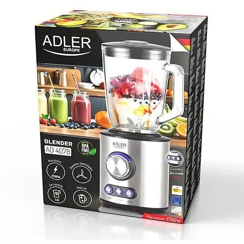 Блендер стаціонарний Adler AD 4078 1700 Вт скляна чаша - фото 8