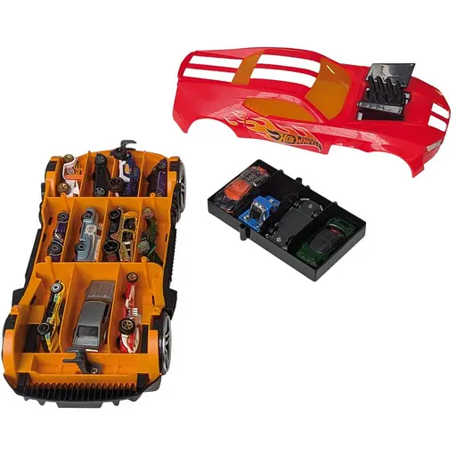 Гоночный автомобиль-гараж Hot Wheels 2 в 1 красный (HWCC15R) - фото 3