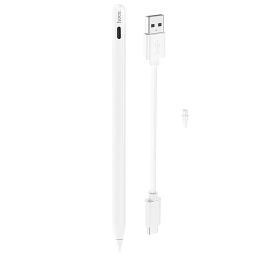 Стилус Hoco GM112 Intelligent anti-lost active capacitive pen with digital display for iPad White - фото 4