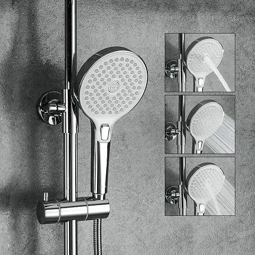 Душова система з термостатом Gappo G2403-58, вилив - перемикач на лійку 3 режими, білий/хром - фото 4