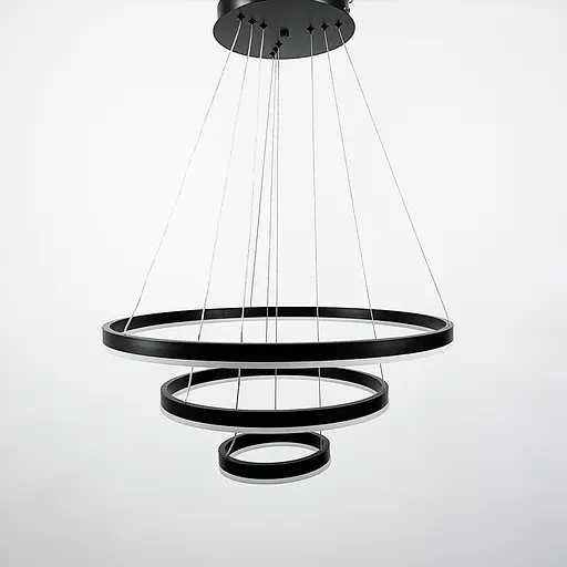 LED люстра на три кольца в черном каркасе 60+40+20 см Ст. G 68-600+400+200 BK Line F - фото 5