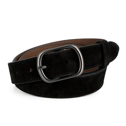 Ремінь жіночий замшевий SF-3529 чорний з темною пряжкою (125 см) - фото 1