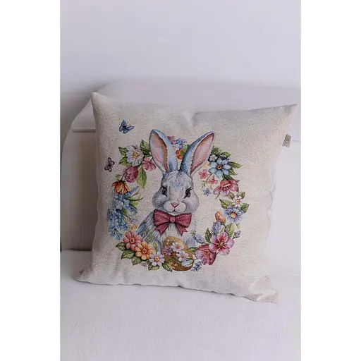 Подушка Прованс Соцветие Зайчонок в веночке гобеленовая 45х45 см (44296) - фото 4