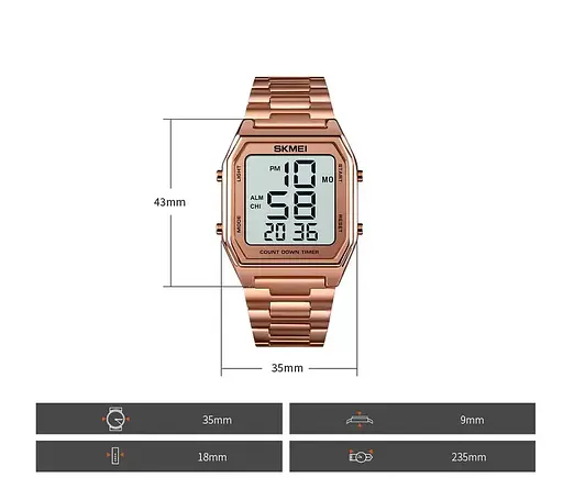 Чоловічий наручний годинник Skmei 1735 (Рожеве золото) - фото 7