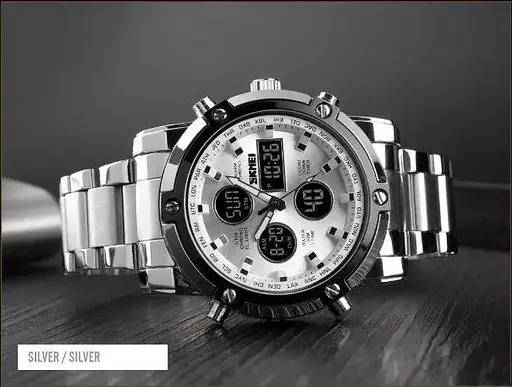 Класичний наручний годинник Skmei 1389 Сріблястий з білим - фото 4