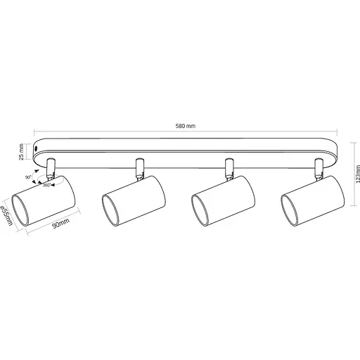Світильник Videx під лампу 4xGU10 накладний поворотний чорний (VL-SPF05B-WPB) - фото 3