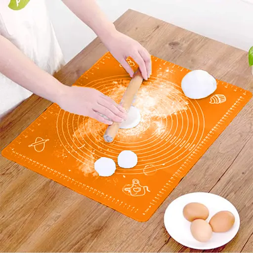 Килимок силіконовий для розкачування тіста, випічки та заморожування напівфабрикатів 25х35 см Жовтогарячий, A-plus Помаранчевий 84614 - фото 4