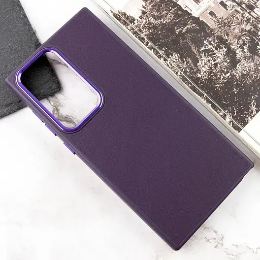 Шкіряний чохол Bonbon Leather Metal Style для Samsung Galaxy S23 Ultra Фіолетовий / Dark Purple - фото 4