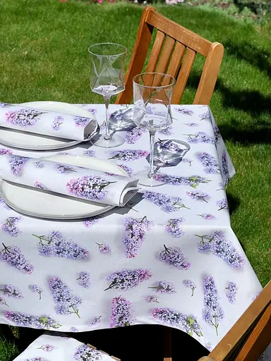 Водовідштовхувальна Скатертина з 3D принтом Бузок 100х100 см (+ 4 серветки 30х40) Бузковий - фото 6