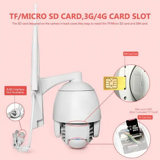 4G камера видеонаблюдения с СИМ картой поворотная PTZ c 5X зумом Baovision 4G50M24AS, 5 мегапикселей, уличная, 3G (100464) - фото 5