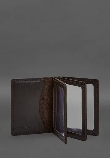 Кожаная обложка для водительского удостоверения, ID и пластиковых карт 2.1 коричневая - фото 3