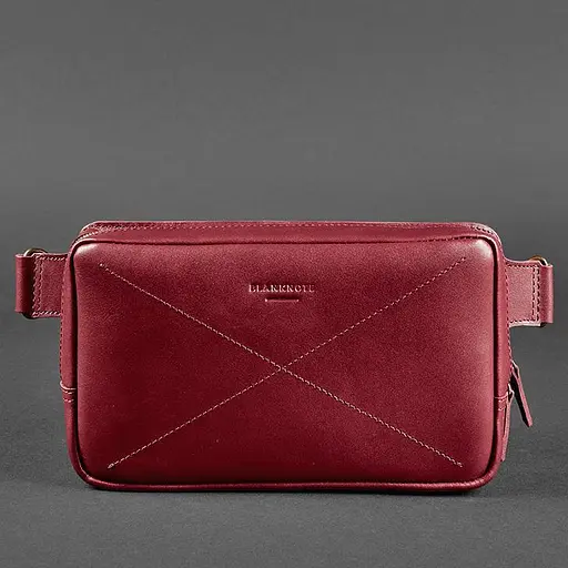 Шкіряна поясна сумка Dropbag Maxi бордова Krast - фото 7