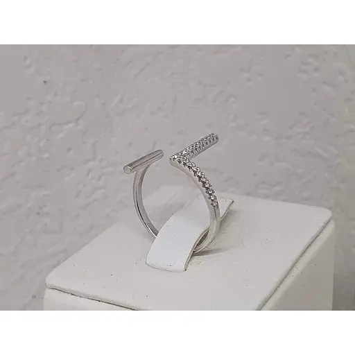 Серебряное незамкнутое кольцо Qvaliz с фианитами. 90101066 17,5 - фото 3