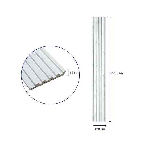 Рейка декоративна Wall Sticker PS 2900х120х12 мм Білий мармур SW-00002134 - фото 3