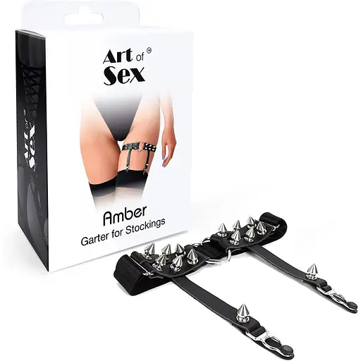 Гартер на ногу серце Art of Sex Amber з шипами з натуральної шкіри (1 шт.) - фото 3