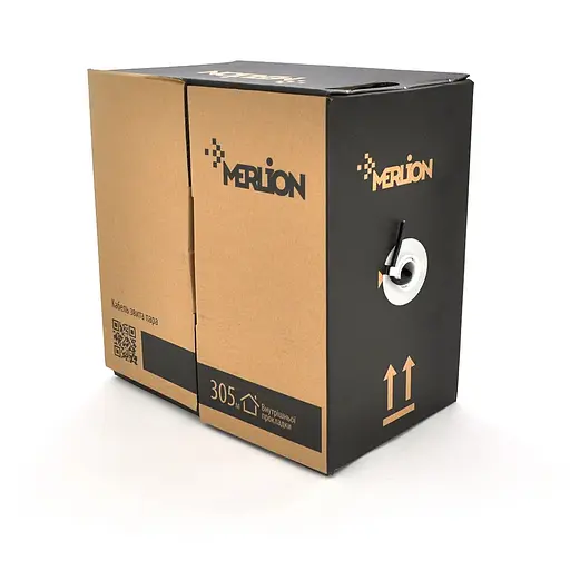 Кабель КНП UTP-cat.6 (4*2*0.54), Merlion, (CCA), для зовн. робіт, 305м, Black, Corton BOX, Q2