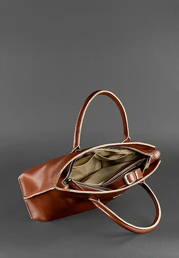 Жіноча шкіряна сумка Midi світло-коричнева - фото 7