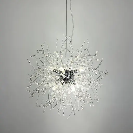 Пушистый подвесной светильник в виде одуванчика в корпусе хром Ø 40 см | Line F | Арт. AS155/400 P CH - фото 2