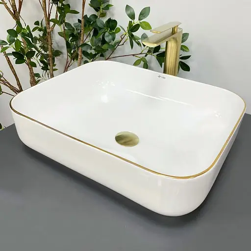 Умивальник VBI Palermo white gold Edge накладний VBI-012308, Золотий - фото 1