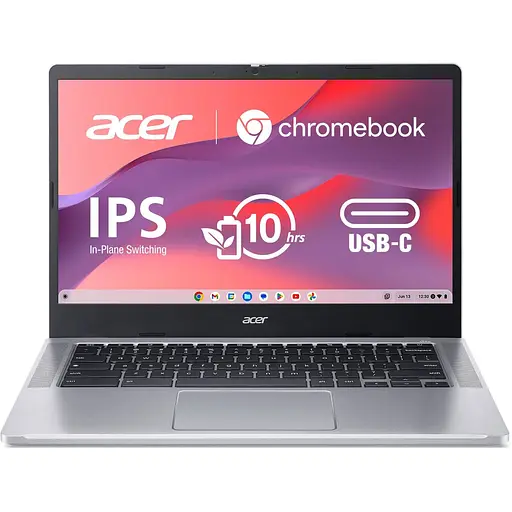 Acer Ноутбук Chromebook CB314-3HT 14" FHD IPS Touch, Intel P N6000, 8GB, F128GB, UMA, ChromeOS, серебристый