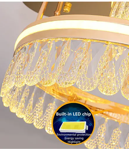 Люстра светодиодная потолочная Хрустальный круг PJ915 (Золотистый) 80см - фото 2