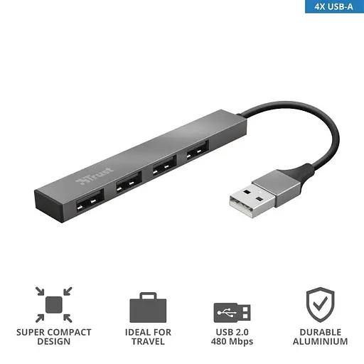 USB-Хаб Trust USB-хаб Halyx Aluminium 4-Port Mini USB Hub (23786_TRUST) - фото 10