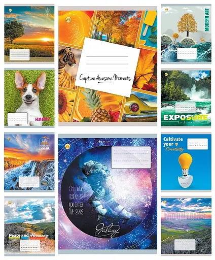 Зошити учнівські 24 аркуша лінія Люкс 12335 Мікс4, 20 шт. в упаковці