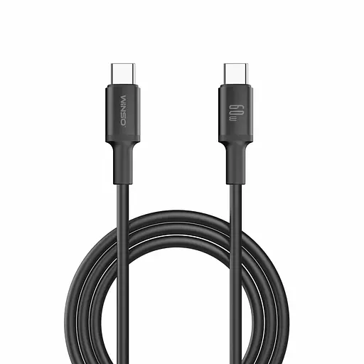 Кабель Winso Pro Type-C to Type-C 60W TPE 1,2м черный(222125B) - фото 1