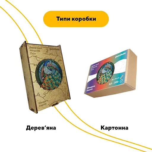 Пазл деревяний Мандала Павлін, А5, Картонна коробка 35 елементів - фото 4