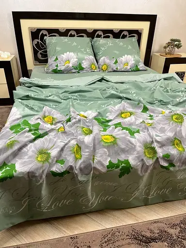 Постільна білизна бавовняна Комілотея Півтораспальна 150 x 220 Бязь Зелена 70 х 70