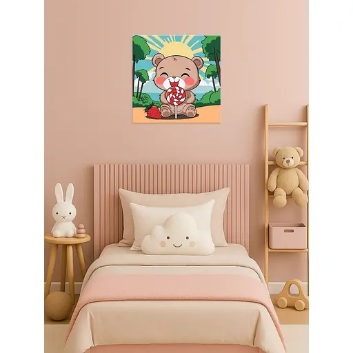 Картина за номерами "Літо. Ведмедик і льодяник" ©art_selena_ua KHO1265, 25х25 см - фото 2