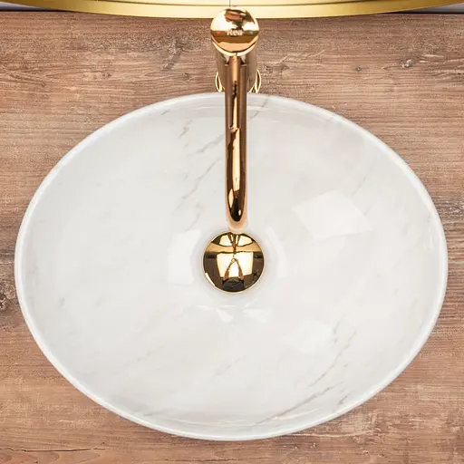 Умивальник Rea Sofia calala marmur накладний REA-U6598, Білий - фото 6