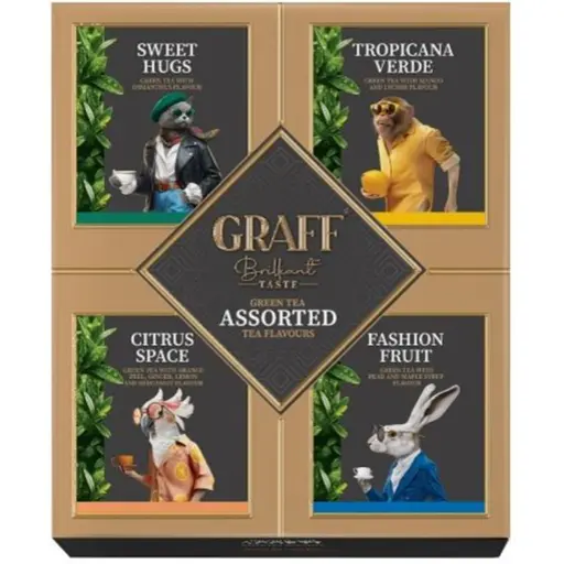 Чай зелений байховий Graff Асорті чайних смаків 52.8 г (32 шт. X 1.65 г)