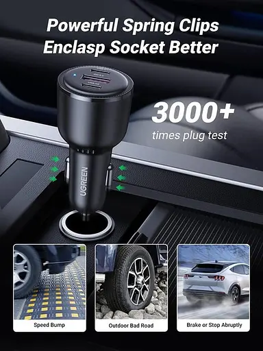 Автозарядка UGREEN EC705 130 W 3xUSB (2xUSB-C+USB-A) черная - фото 4