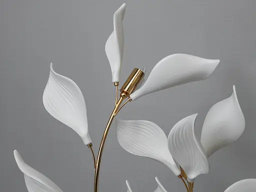 Изысканная настольная лампа с керамическими элементами, 2 лампы, золото - фото 3