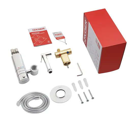 Гігієнічний душ прихованого монтажу Koer KB-24029-01 із термостатом Black KR5485, Хром - фото 6