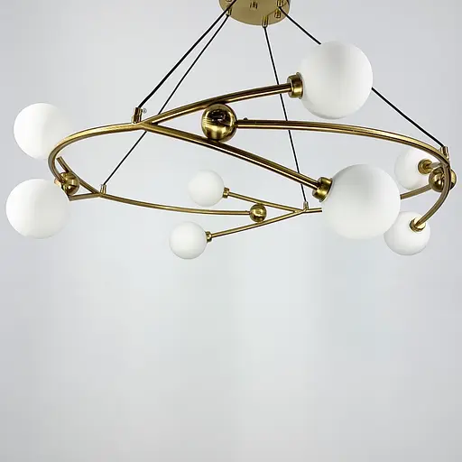 Стильная люстра в форме кольца в корпусе латунь с нежными плафонами Line.F K 09/8 AB - фото 4