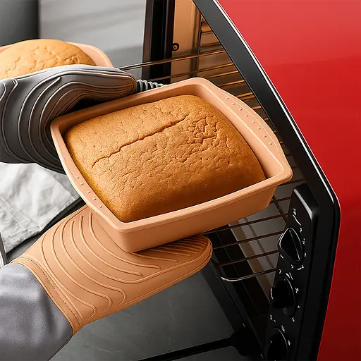 Квадратна силіконова форма для аерогрилю, духовки та мультипечі 24,5*26,5 см, Kitchen Master Бежевий 87450 - фото 4