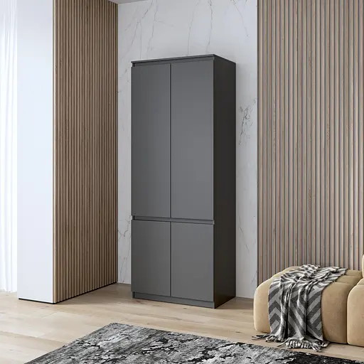 Шкаф для одежды Vays, c полками, в спальню, современный, c фасадами без ручек R-24 Антрацит