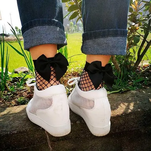 Сітчасті шкарпетки з бантиком One size K000476 - фото 3