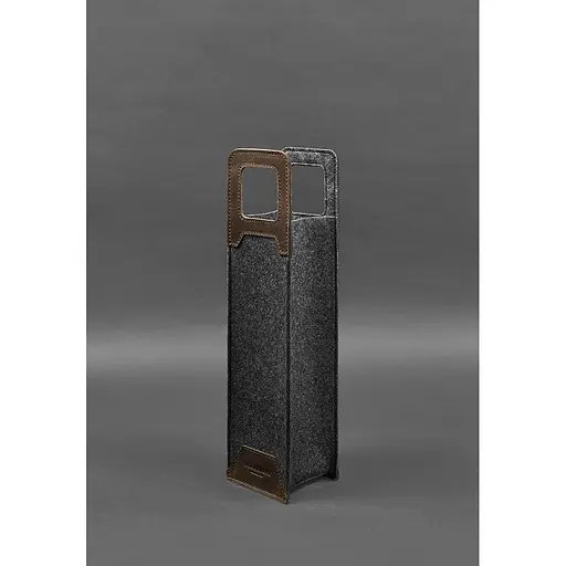 Чехол для вина BlankNote Краст 1.0 из фетра с кожаными вставками темно-коричневый - фото 3